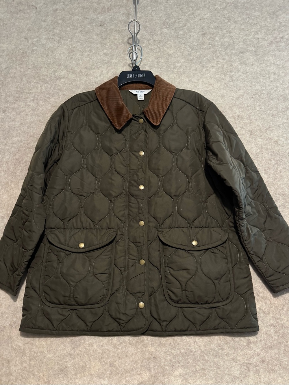 Old Navy Brown Corduroy Collar Barn Jacket Quilted Size Medium Petite